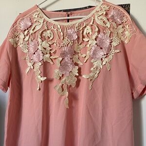 Vintage 90s Yellow Embroidered Floral Blouse | Grandma Core Cottagecore Top